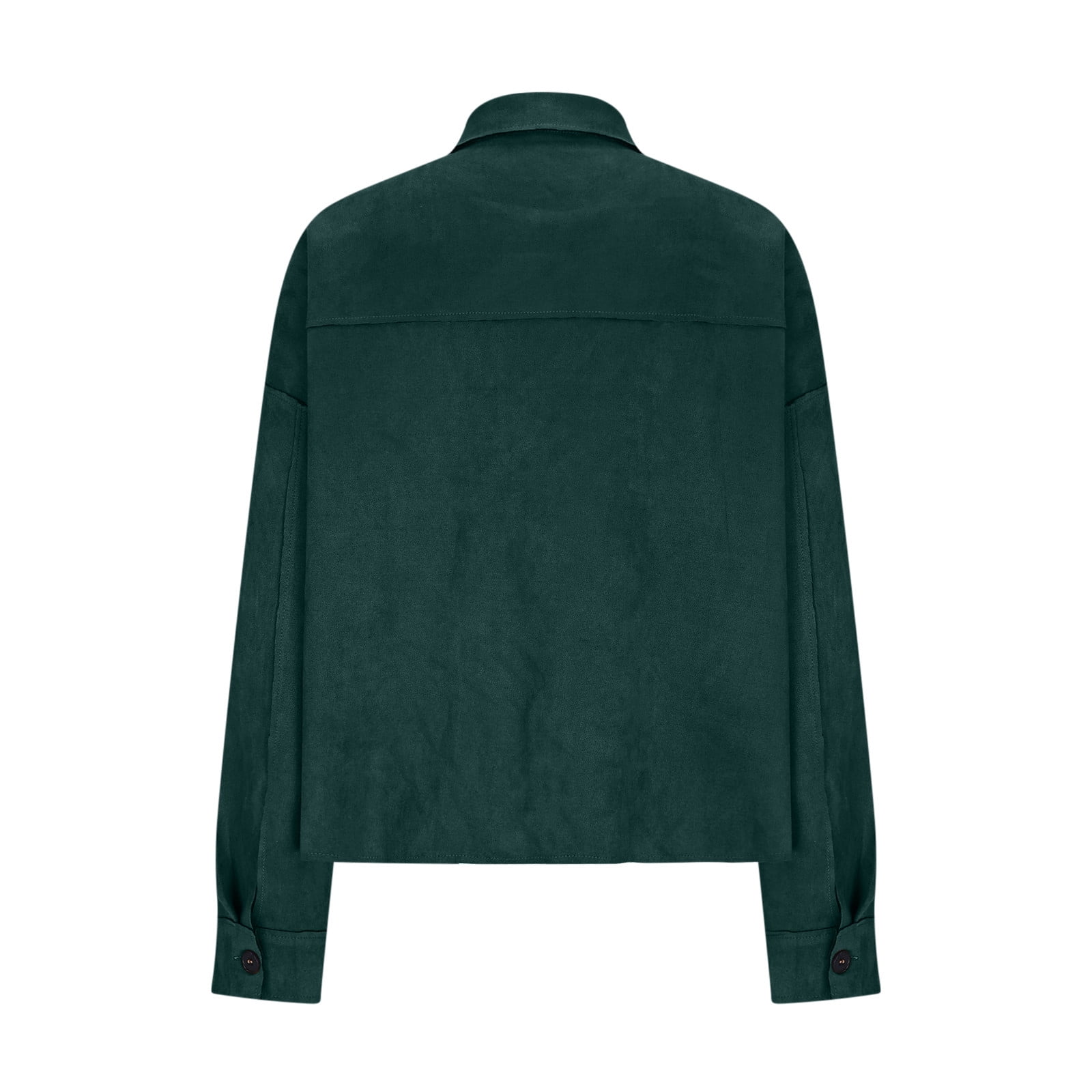 TKLPEHG Suede Jacket for Women Fall Winter Y2k Faux Leather Open Front Coat Long Sleeve Outwear Blazer Jackets (Green_Z,XL)