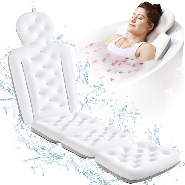 Almohada de baño para todo el cuerpo VOXOR para bañera con bolsa de lavandería blanca