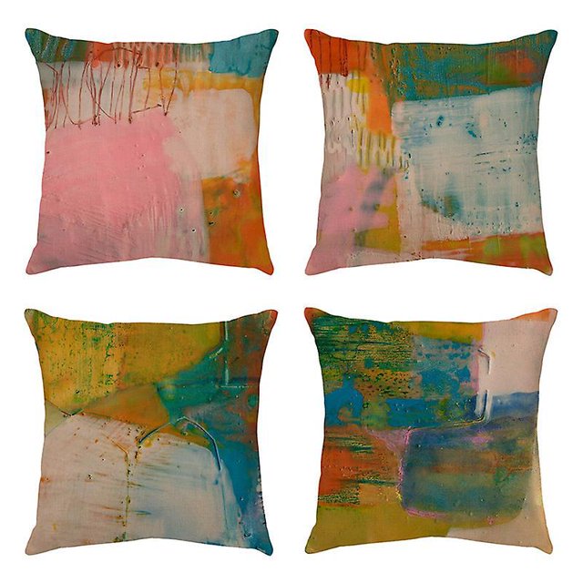 Juego de 4 Fundas de Cojines de 45x45 cm, Fundas de Almohada Decorativas de Lino para sofá Cama, Dormitorio, Silla, jardín