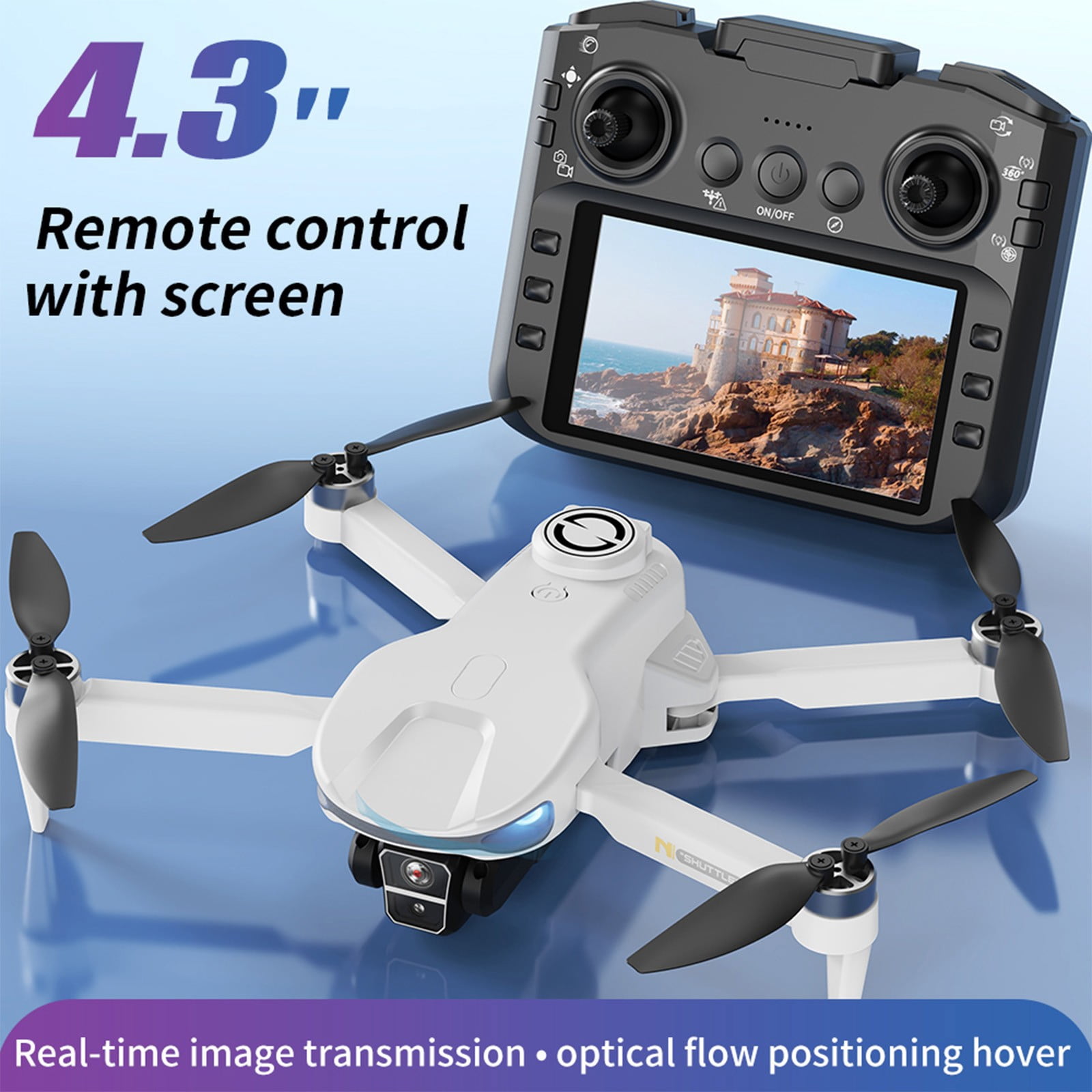 RC Drone with 1080P Camera, 4.3-Inch Screen Remote Control, Brushless Motor for Stable Flight, 22-Minute Long Flight Time with Obstacle Avoidance for Beginners