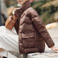 thumbnail image 3 of Pounoo Womens Puffer Jackets Winter Zip Up Solid Color Thickened Warm Coat Quilted Stand Collar Jackets Comfy Casual Padded Coat with Pockets Gift, 3 of 8
