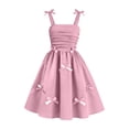 thumbnail image 4 of XEGLSBU Solid Color Dresses for Girls Sleeveless Party Dress with Mesh Bow Girl Dress Length Gown for Events ( 2-Pink Size4-5 Years ), 4 of 4