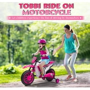 TOBBI 12V Ride on Motorcycle, Battery Powered Electric Motorcycle for Kids with Training Wheels,Ride on Toys for Kids 3-6 Boys Girls, Pink