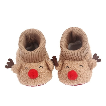 

Baby Christmas Flat Shoes Soft Sole Non-slip Furry Toddler Shoes