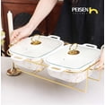 thumbnail image 7 of Ceramic Dry Pot Food Warmer Set, Chafing Dish Cookware Sets, Buffet Warmers Set with Lid, Gold Plating Serving Dishes, 7 of 7
