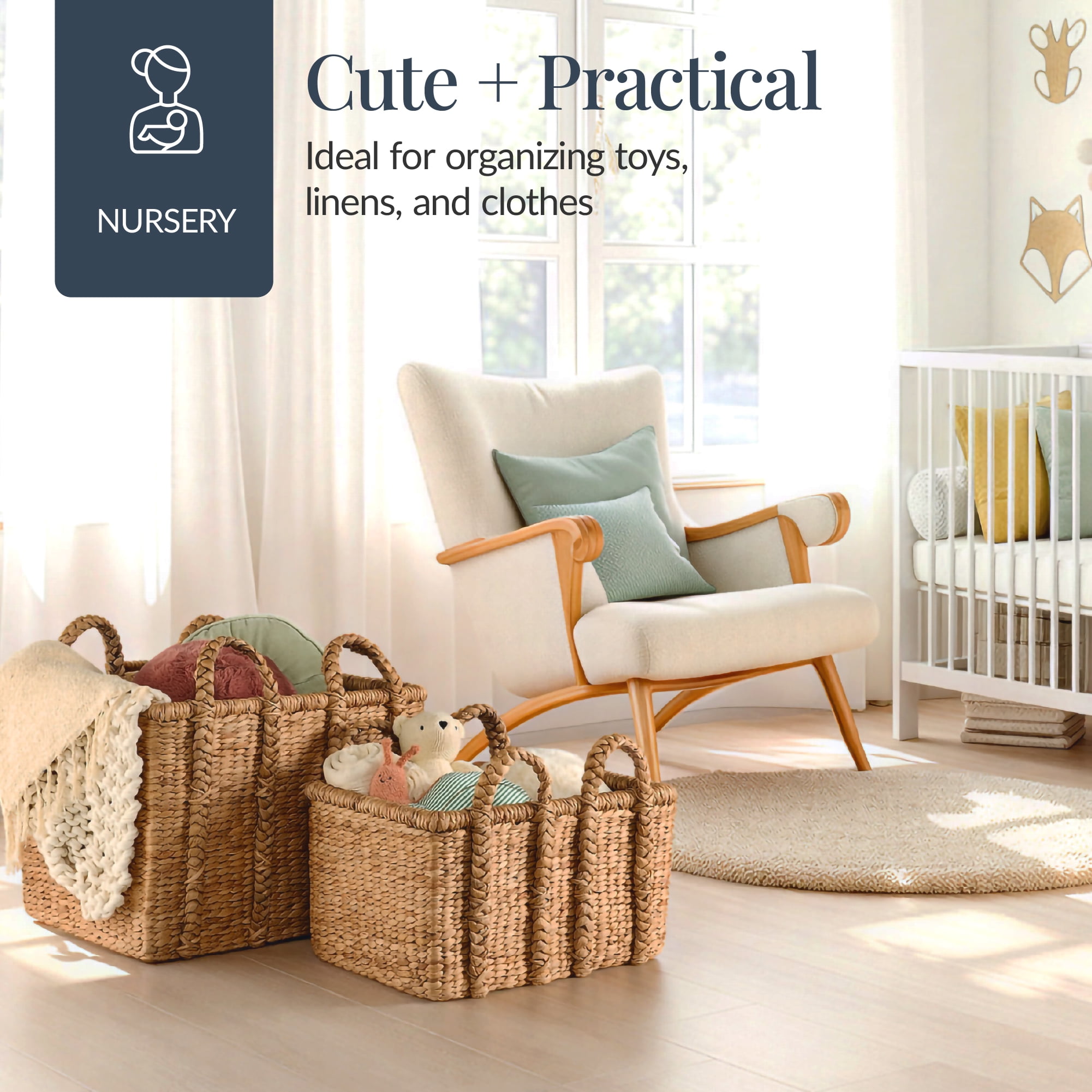 Best Choice Products 3Pc Shelf Baskets, Small, Large and XL Chunky Woven Wicker Baskets w/ Braided Handles - Natural