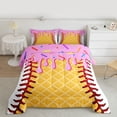 thumbnail image 2 of Homewish Baseball Gamer Queen Comforter Set,Sweer Ice Cream Bedding Sets,Yellow Pink White Bedding Comforter Set For Kids,Super Cozy Room Decor Reversible,3pcs, 2 of 8
