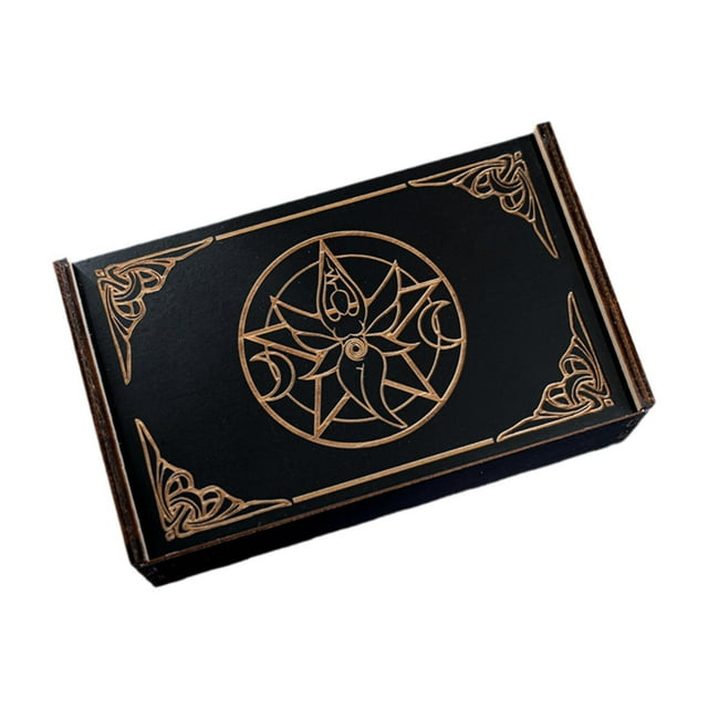 Caja de Tarot de Madera, Decoración del Hogar, Cartas Decorativas Coleccionables, Cartas Pequeñas Deslizantes Redondo
