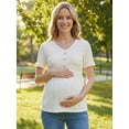 thumbnail image 5 of Bearsland Women's Maternity Clothes Embellished Lace Ruffle Top V-neck Short Sleeve Pregnancy Blouse, 5 of 7