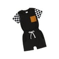 thumbnail image 2 of Aojekbee Toddler Boys Summer Shorts Sets Short Sleeve Checkerboard Print Tops and Drawstring Shorts Sets, 2 of 10