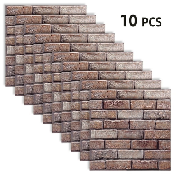 Fixdono 10PCS 3D Brick Wall Panels, 12" x12" Self-Adhesive PVC Wall Panel for Home Decor, Waterproof & Removable Peel and Stick Wallpaper for Bedroom, Bathroom, Kitchen, 0.12" Thickness