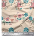thumbnail image 1 of Soimoi Poly Georgette Fabric Floral,Tree & Owl Kids Printed Fabric 1 Yard 52 Inch Wide, 1 of 3