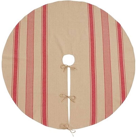 Fennco Styles Banded Design Decorative Cotton Christmas Tree Skirt 72 Inch Round - Red Striped Holiday Tree Skirt for Home, Christmas Tree, Indoor Outdoor Decoration and Special Events