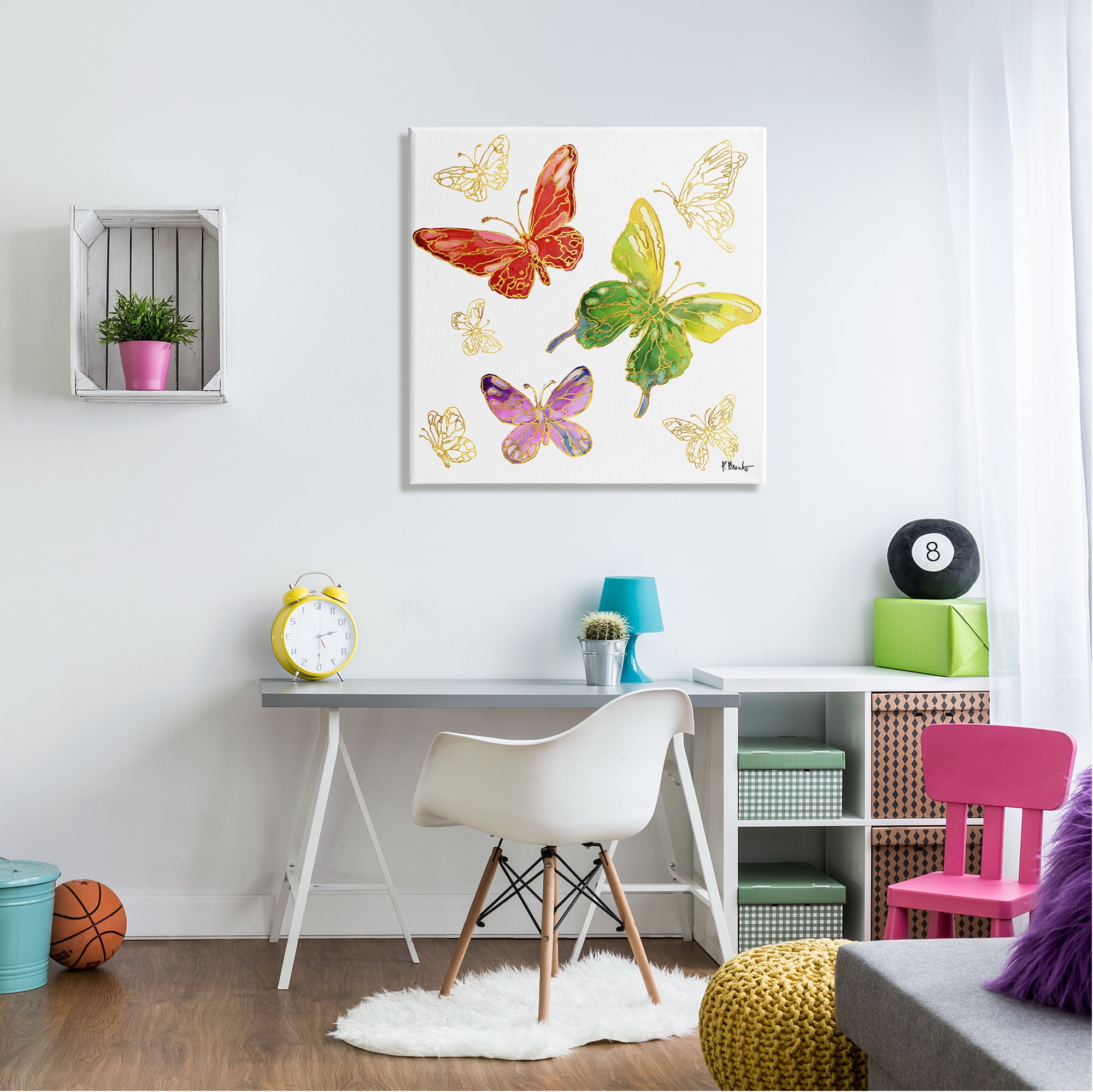 Stupell Industries Butterflies Glam Detail Animals & Insects Painting Gallery Wrapped Canvas Art Print Wall Art, 30 x 30