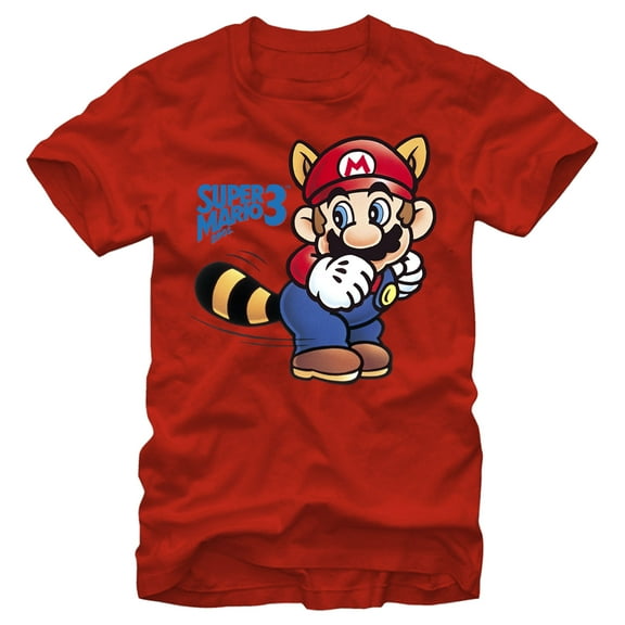 Men's Nintendo Mario Racoon Tail Graphic Tee Red 3X Large