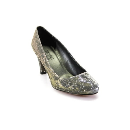 

Pre-owned|Vaneli Women s Platinum Round Toe Mid Heel Pumps Silver Size 7.5