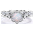 thumbnail image 1 of JeenMata Anillo Nupcial de 1,75 Uds con Ópalo de Fuego Azul Genuino Redondo y Moissanita Engastado en Oro Blanco de 18 K sobre Plata, 1 of 10