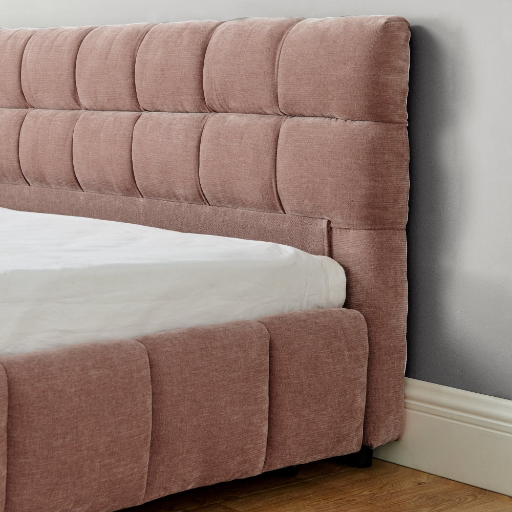 Hassch King Size Upholstered Platform Bed, Modern Bed Frame with 4 Drawers for Storage, No Box Spring Needed, Beige