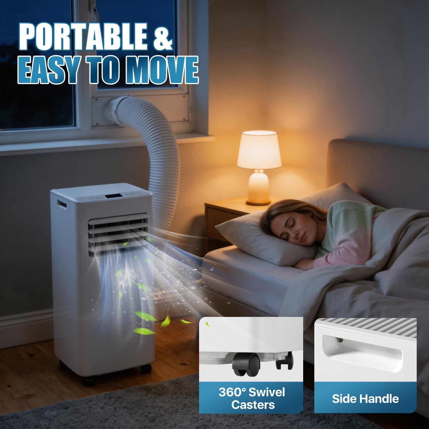 Dateyes 10000 BTU 4-in-1 Smart Portable Air Conditioner, Standing Cooling Unit with APP & Remote Control, Cooling, Dehumidifier & Fan Functions, 55dB Quiet Operation for Bedroom & Indoor Spaces