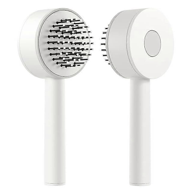 Cepillo desenredante autolimpiante con masaje de cojín de aire para cabello húmedo y seco, blanco