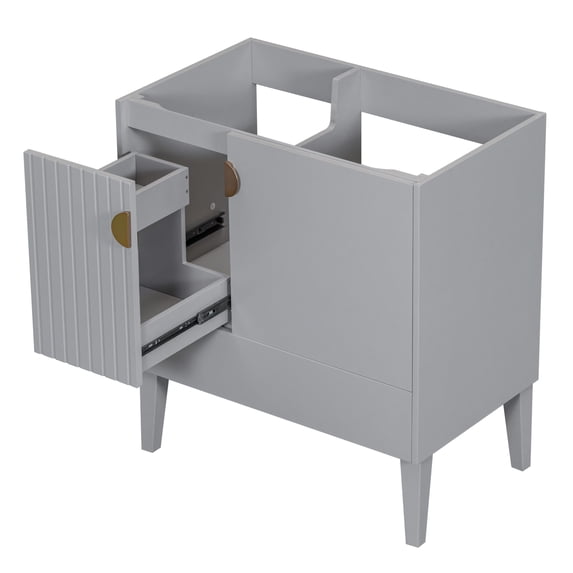 Clearance! 30" Bathroom Vanity without Sink, Base Only, Bathroom Cabinet with Doors and Drawer, Solid Frame and MDF Board, Grey
