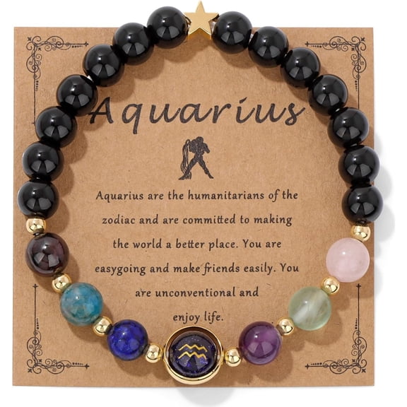 Zephyriana 12 Constellations Healing Crystal Stone Beads Zodiac Bracelet Birthday Constellation Gifts for Women Men Horoscope Spiritual Jewelry Bracelet Gifts