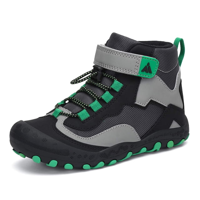 Zapatos de senderismo Mishansha para niños y niños, antideslizantes, negro/verde, 12