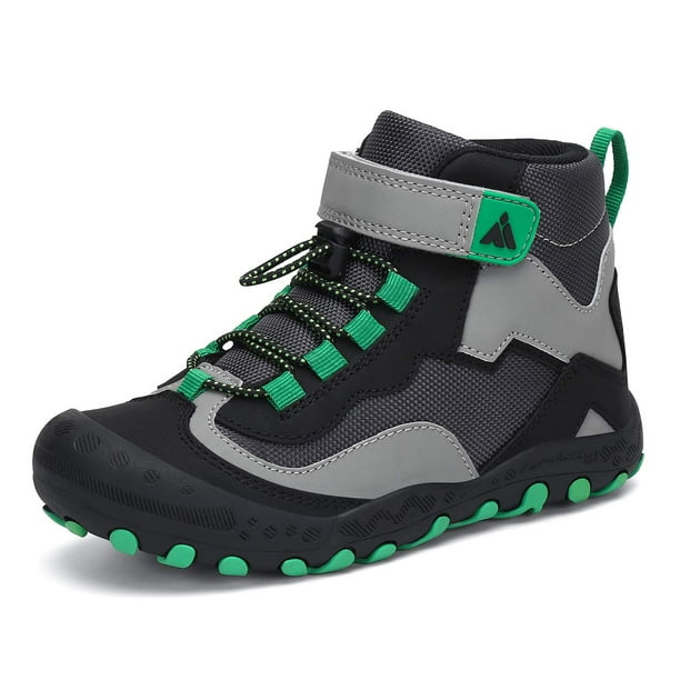 Zapatos de senderismo Mishansha para niños y niños, antideslizantes, negro/verde, 12