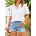thumbnail image 6 of PRETTYGARDEN Women's Summer Button Down Shirts Short Lantern Sleeve V Neck Cotton Cute Dressy Casual Ladies Tops Blouses, 6 of 6