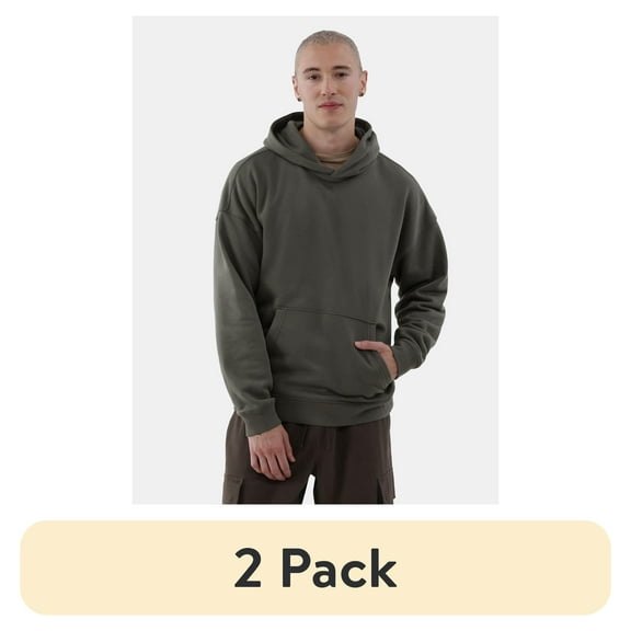 (2 pack) No Boundaries All Gender Oversized Fleece Hoodie Sweatshirt, 1 or 2-Pack, Men's
