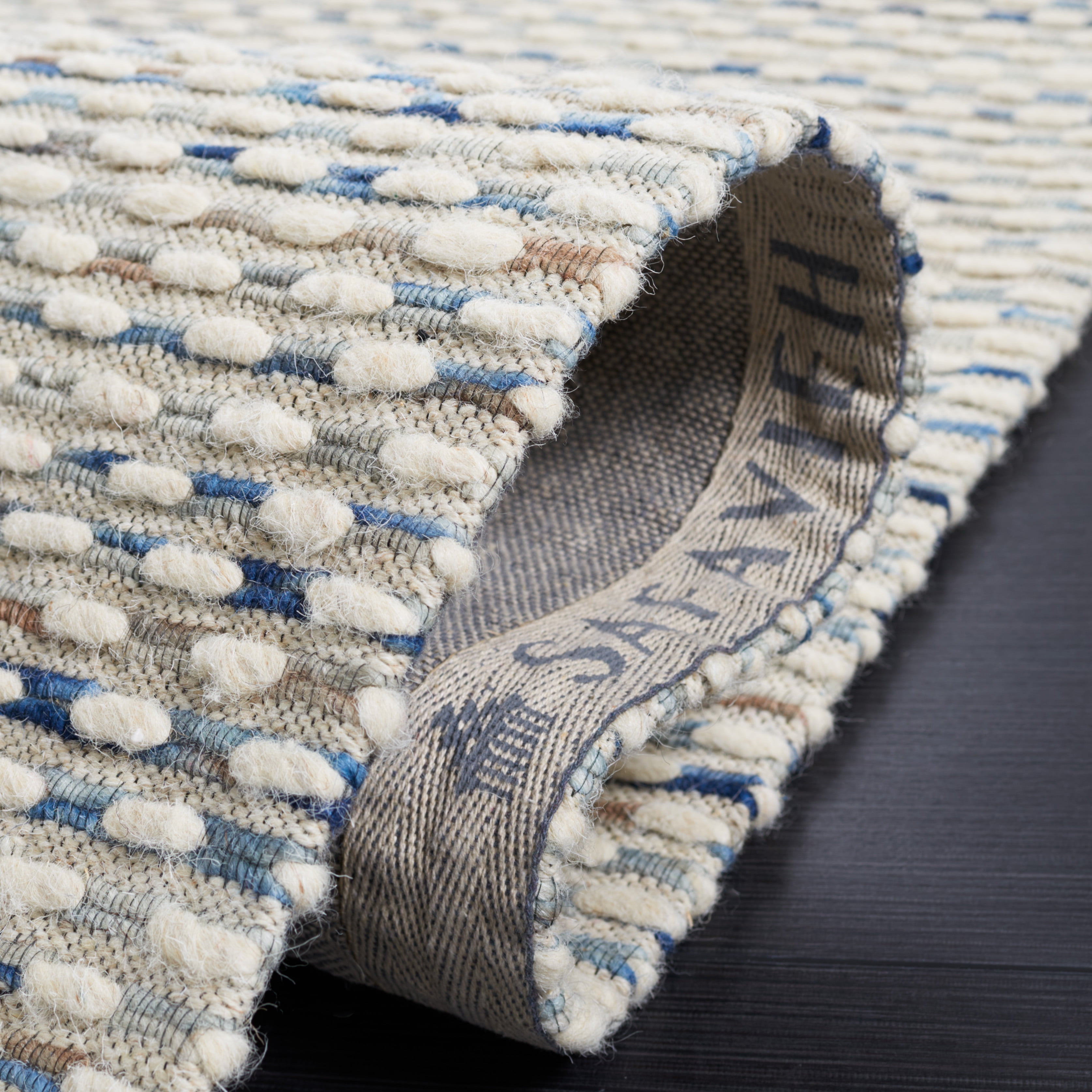 SAFAVIEH Marbella Frederick Striped Area Rug, White/Navy, 6' x 9'