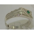 thumbnail image 4 of LBG 925 Sterling Silver Natural Emerald Mens Signet Band Ring - Size 4.75, 4 of 6