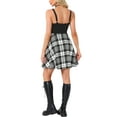 thumbnail image 3 of INSPIRE CHIC Women's Dress Plaid Sweetheart Neck Sleeveless Lace Up Mini Fit & Flare Dresses XS White Black, 3 of 6