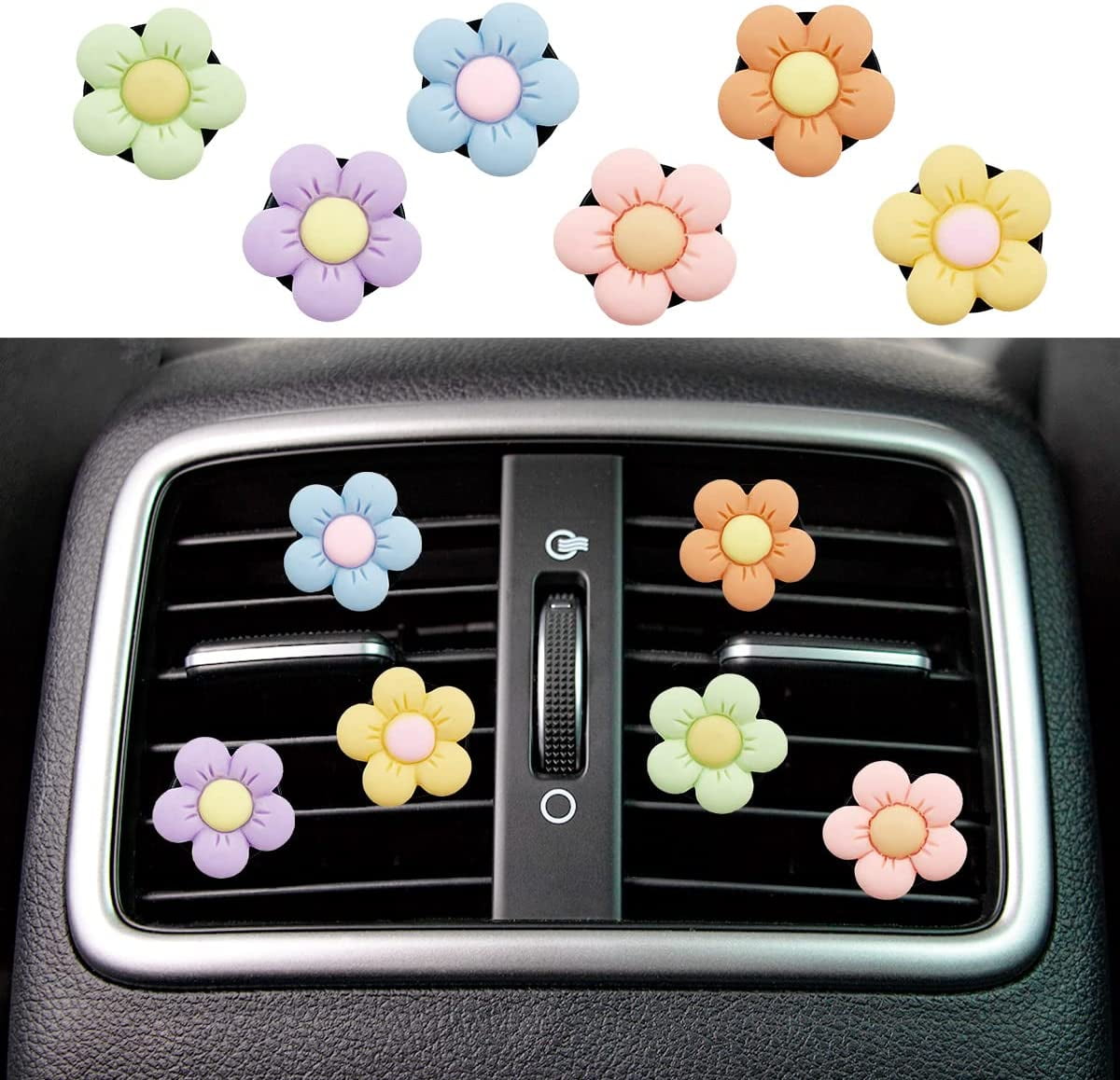 Car Air Fresheners Vent Clips, 6Pcs Cute Flower Car Vent Clips,Daisy
