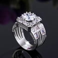 thumbnail image 4 of VOLALO Mens Titanium Ring Wedding Band Cubic Zirconia Domineering Men'S Wedding Wide Ring With White Gift Box, 4 of 8