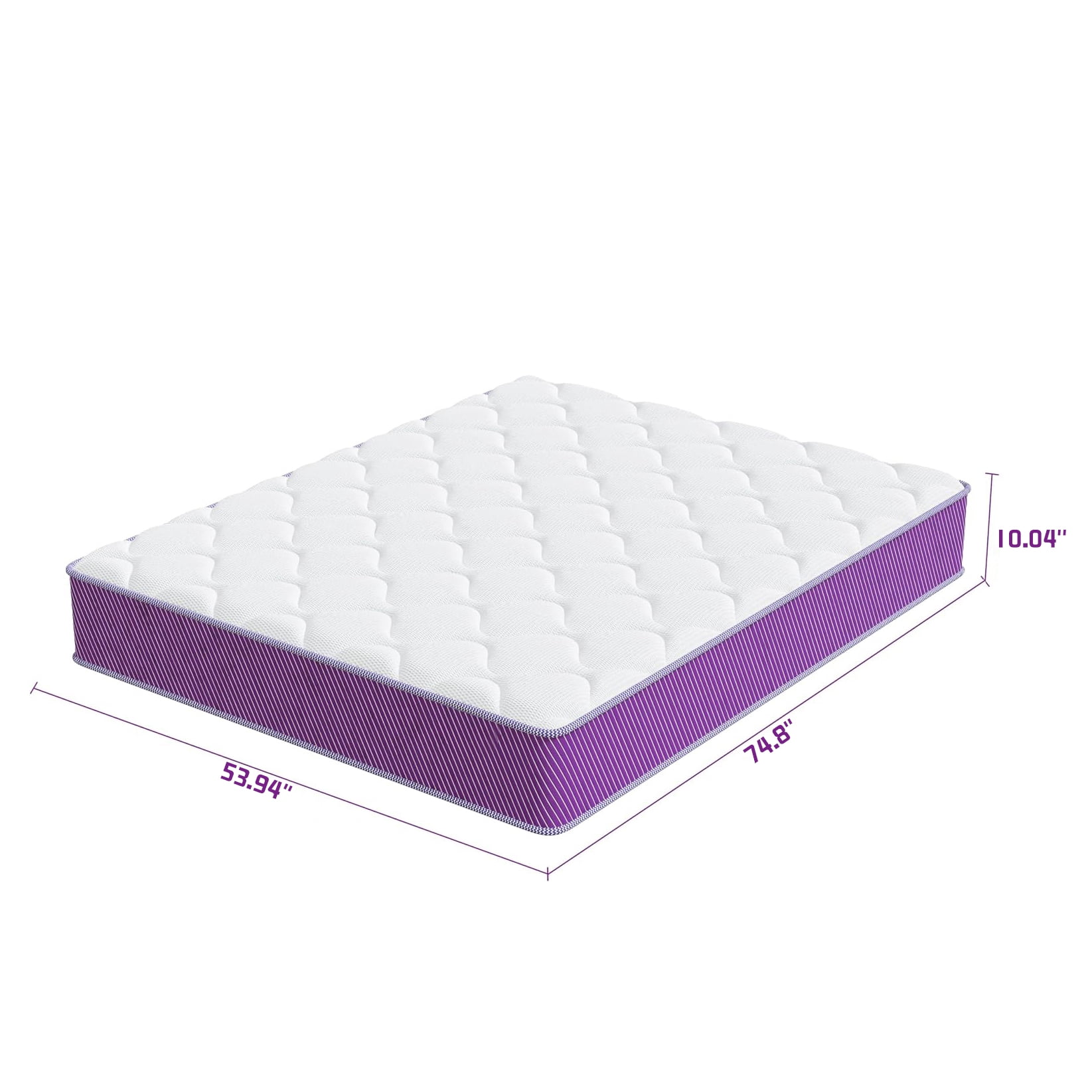 Gewnee Full Size 10" Tight Top Hybrid Mattress, Individually Wrapped Pocket Springs, Mattress-in-a-Box for Bedroom, Purple Side Fabric