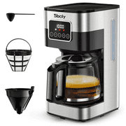 Drip Coffee Maker, Programmable Coffee Maker with Thermal Carafe, 8 Cup Coffee Pot with Timer and Strength Control
