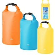 Hengguang 3 Pack Waterproof Dry Bag and 1Pack Phone Pouch, 3L, 5L, 8L Lightweight Floating Dry Bag, Waterproof Stuff Sacks, Great for Kayaking, Hiking,Water Parks, Camping, Rafting, Wild Fishing