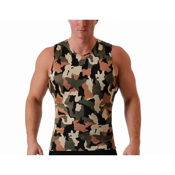 Insta Slim Camo Activewear Sleeveless Crew-Neck 3TAT0N1