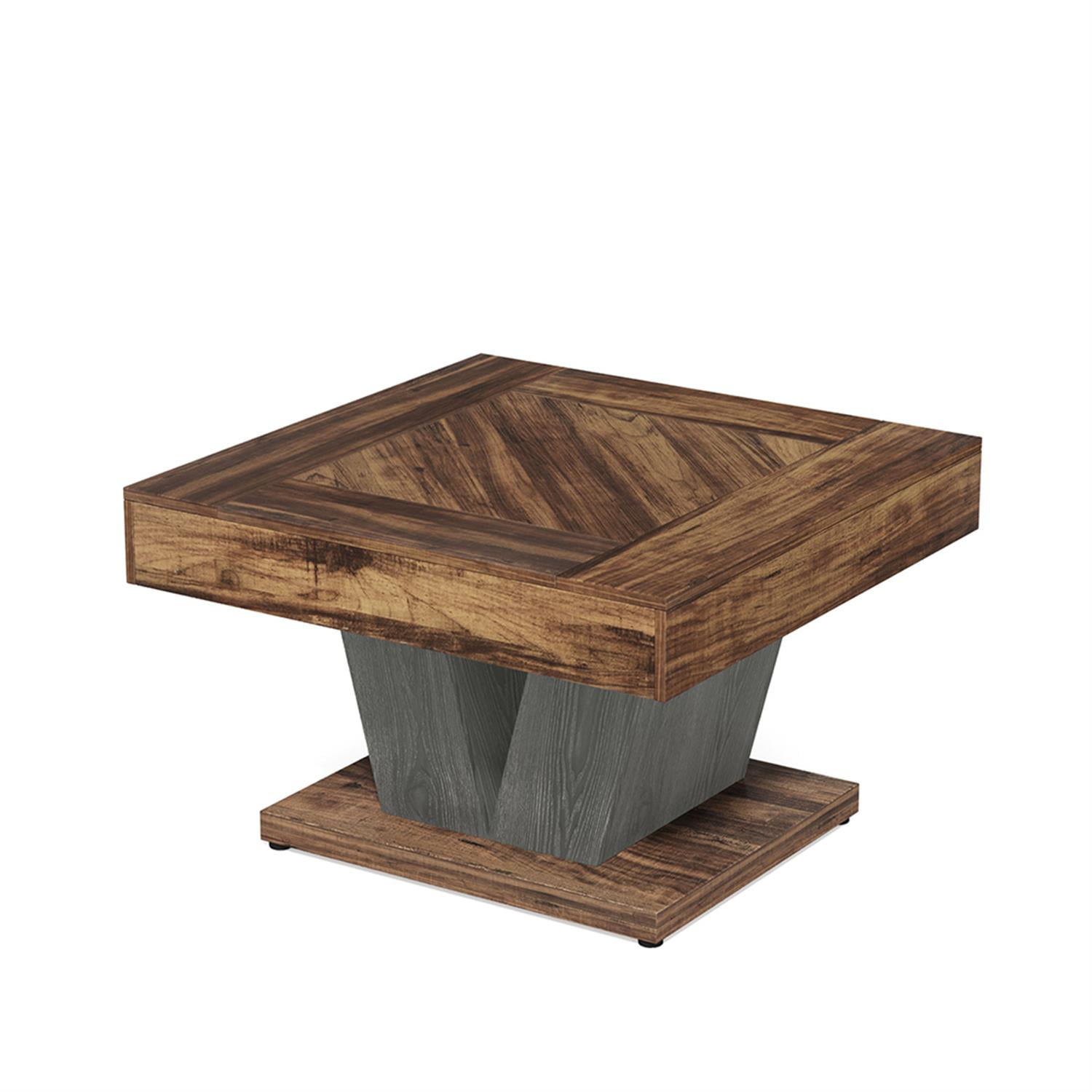 Demi Bonn 31.5" Coffee Table Square, Modern Center Table Cocktail Tea Table Engineered Wood Low Coffee Table for Living Room, Brown