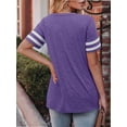thumbnail image 4 of Casual V Neck Loose Fit Women Summer Short Sleeve Tunic Tops, 4 of 4