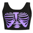 thumbnail image 3 of Women‘s Rib Knit Sleeveless Skeleton Print Crop Tan Tops, 3 of 6