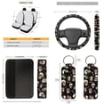 thumbnail image 5 of Jeiento Skeleton Car Seat Covers Set of 13 Car Seat Belt Pad Cover Steering Wheel Cover Car Trash Can Rear View Mirror Cover Car Cup Coasters Keychains Chapstick Holder Universal Fit, 5 of 7
