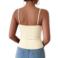 thumbnail image 3 of Bixock Women Built-in Bra Tank Tops Wirefree Solid Color V Neck Cami Top Sleeveless T Shirts Bras With Padded Cups Casual Daily Wear Bras, 3 of 7