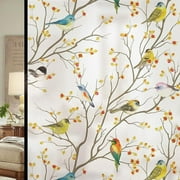 DKTIE Window Privacy Cling Film with Installation Tools, Stained Glass Opaque Non-Adhesive Frosted Bird Coverings Removable for Bathroom Shower Door Frosted