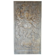 Mogul Antique Carved Wall Sculpture Ganesha Door Panel Grounding CHAKRA Zen Interior Design