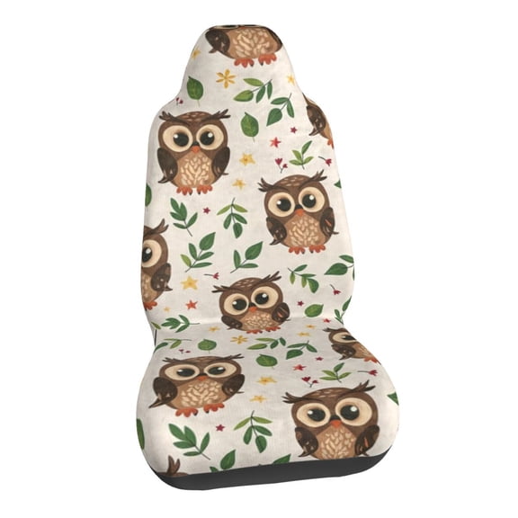 Cute Owl And Leaf Car Seat Covers Stretch Car Seat Protectors Universal Fit