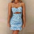 thumbnail image 1 of D&J Fashion leopard print ruffle tight short halter dress, 1 of 5
