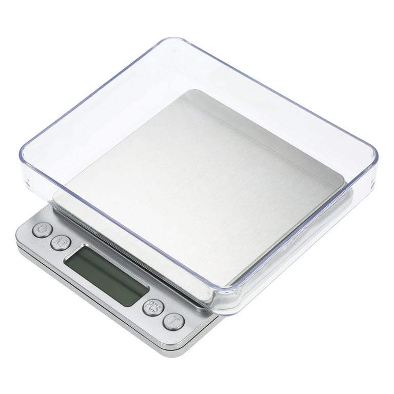 (Upgraded) AMIR Digital Kitchen Scale, 500g Mini Pocket Jewelry Scale,  Cooking Food Scale, Back-Lit LCD Display, 2 Trays, 6 Units, Auto Off, Tare