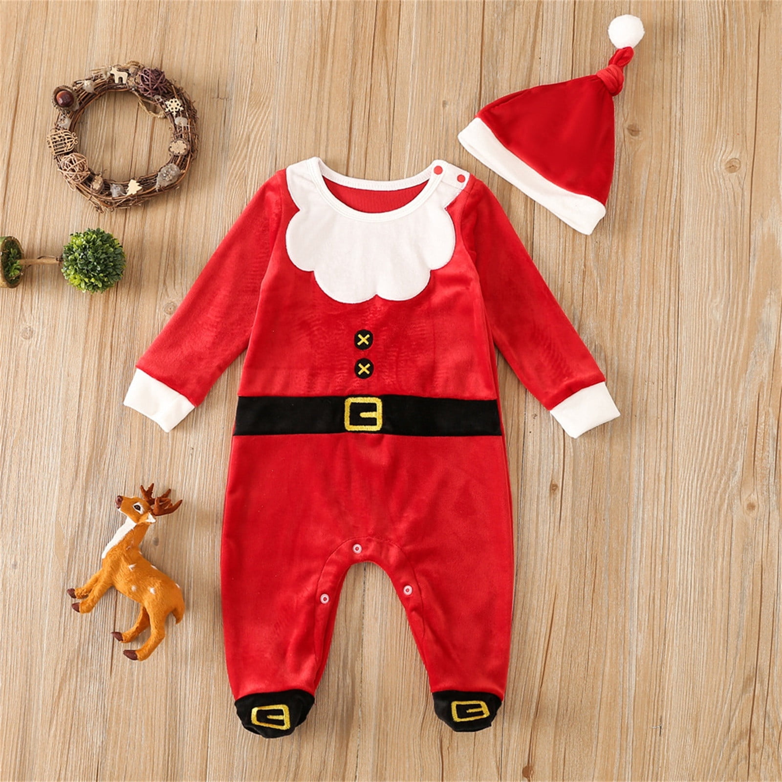 2025 Christmas Outfit Chickpea Clothes Boys Girls Santa Glitter Romper Jumpsuit Xmas Gender Neutral Clothes Playsuit Hat Set